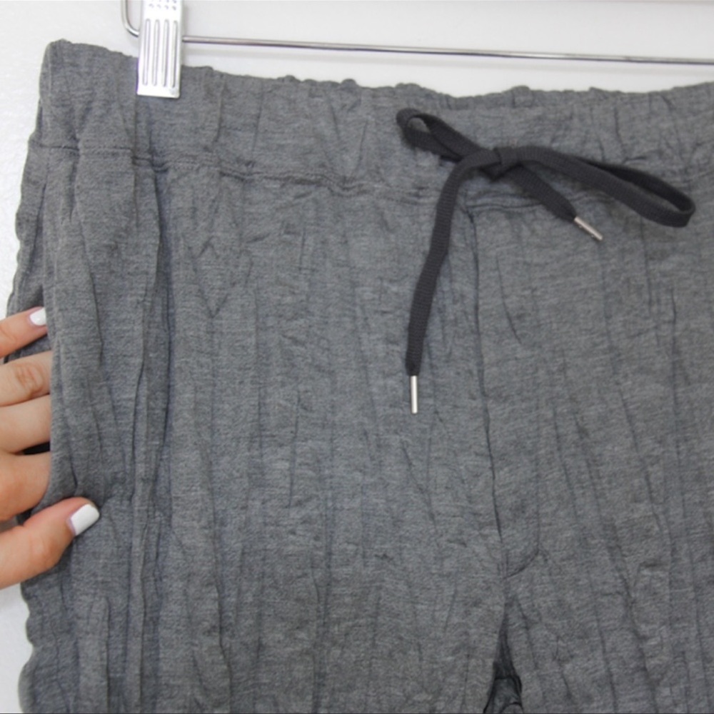 Issey Miyake Crinkled Polyester Drawstring Rib Cuff Joggers 1